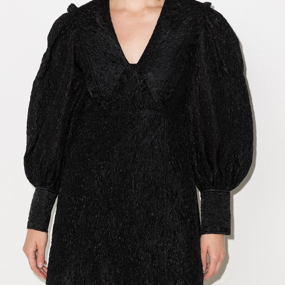 BNWT Ganni Jacquard Organza Mini Dress - Black - 38